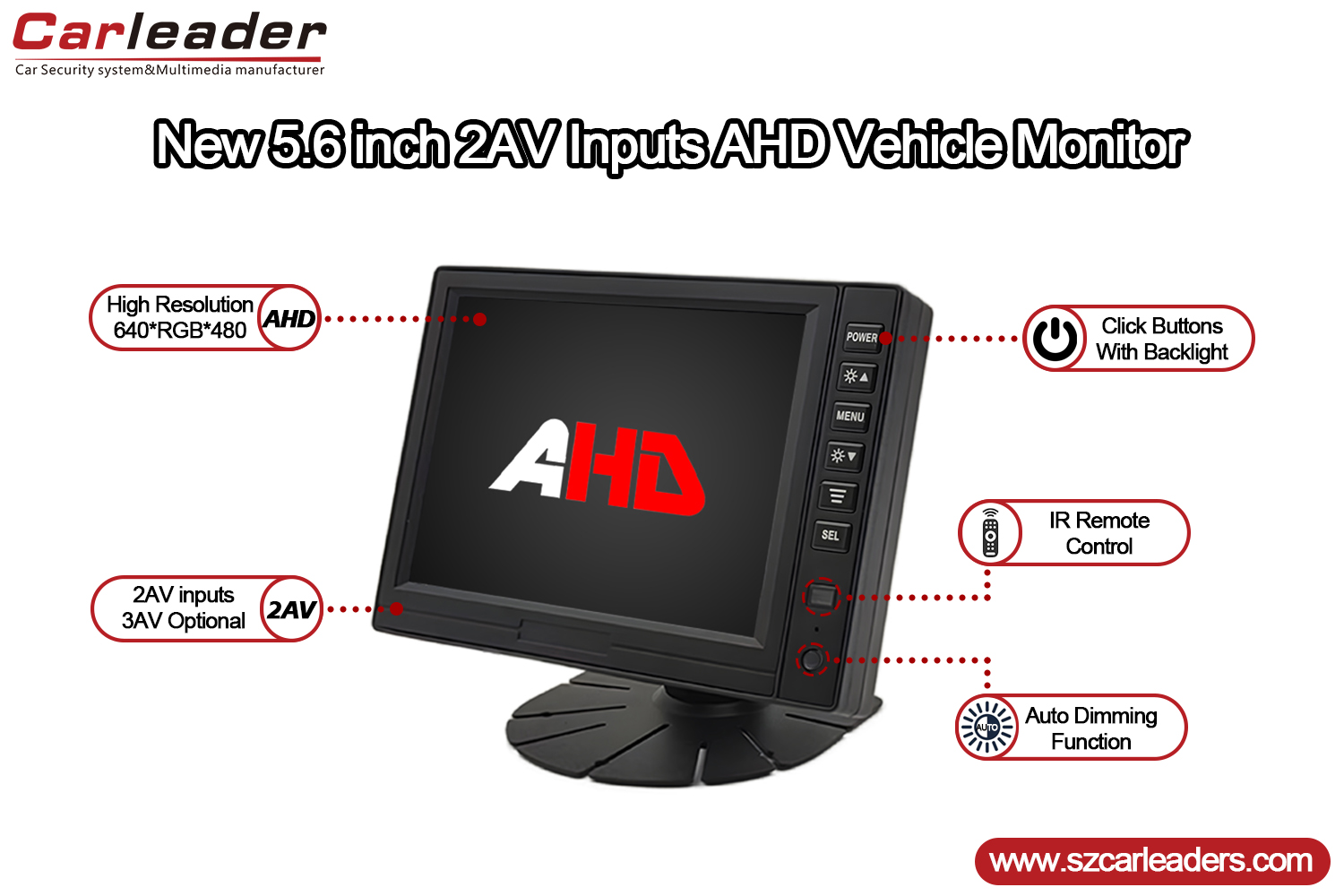 5인치 TFT LCD 디지털 패널 AHD 모니터