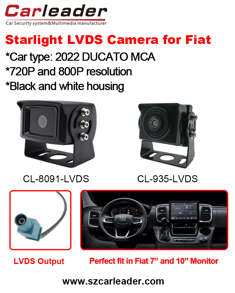 Fiat Ducato에 적합한 Carleader LVDS 차량 후면보기 카메라