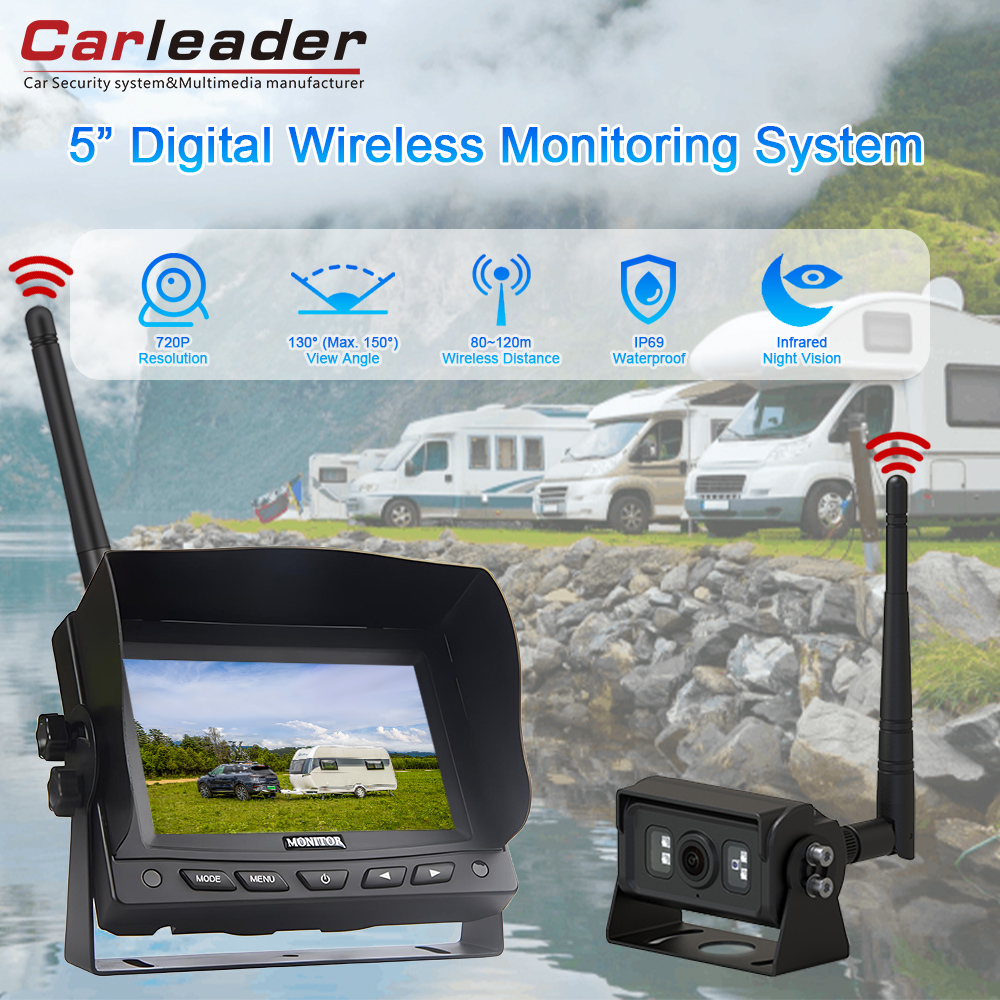 Carleader 5 인치 2.4G LCD TFT 디지털 무선 카메라 시스템으로 더 똑똑한 모니터링으로 업그레이드