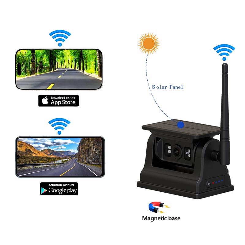 iOS 안드로이드 용 자기 태양 전 WiFi 무선 백업 카메라