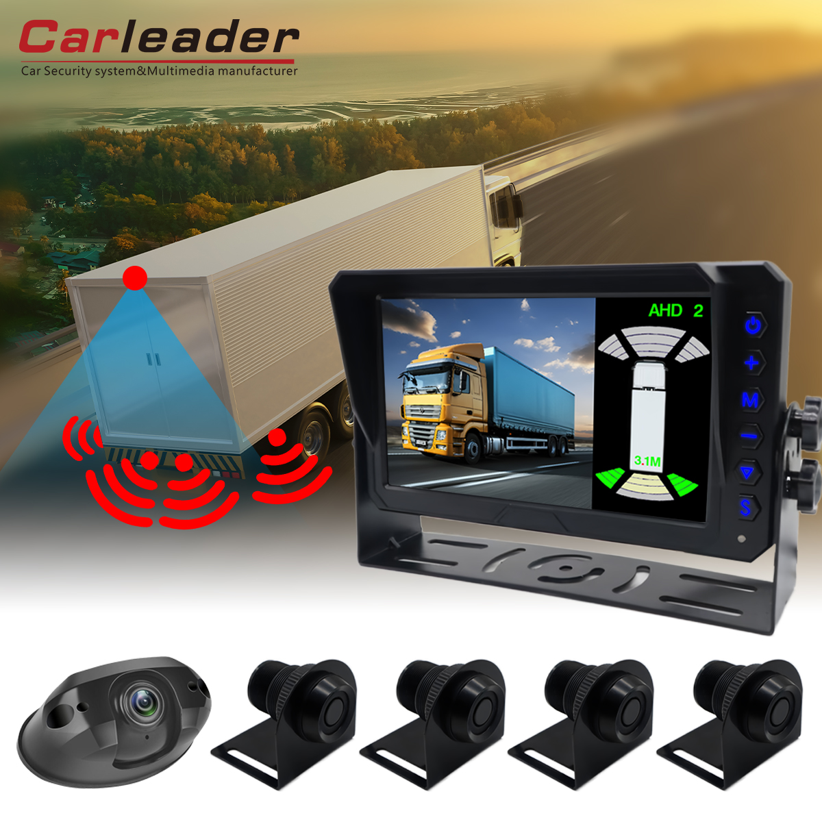 Carleader 7 인치 주차 레이더 역전 모니터링 시스템 ---- 주차 및 반전에 이상적입니다.