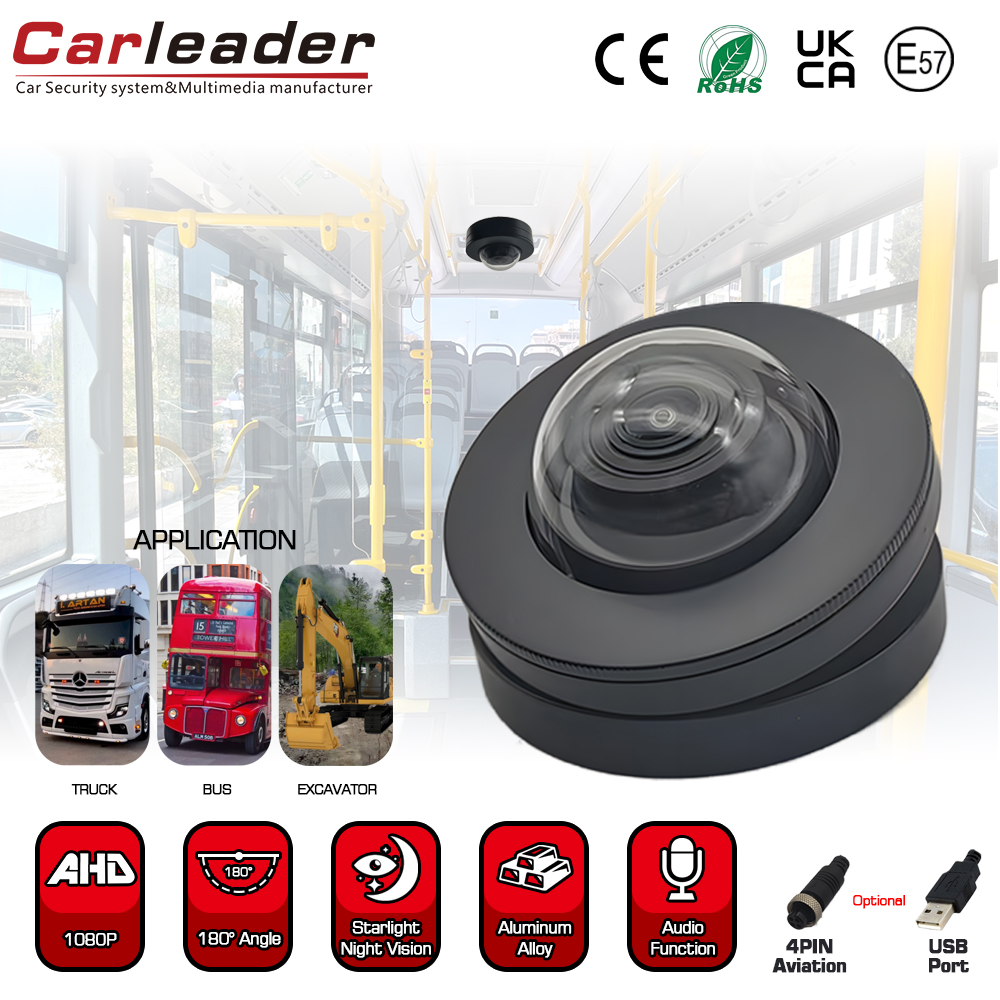 Carleader 180도 광각 HD 1080p 차량 내 감시를위한 돔 차량 카메라