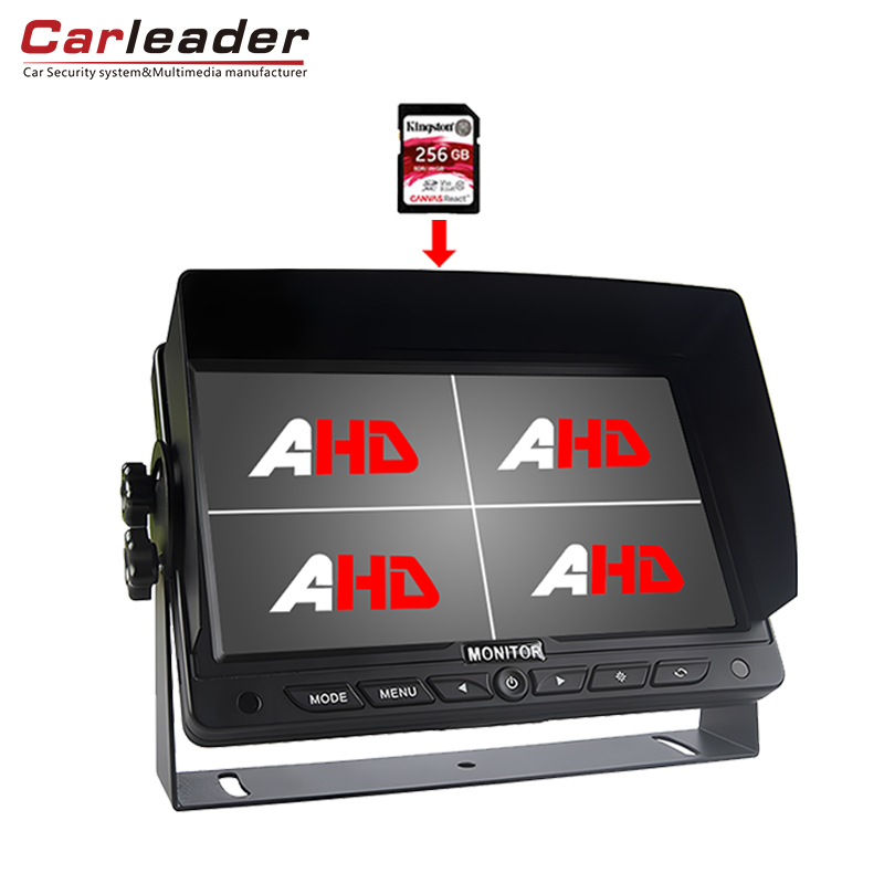 Carleader 7 인치 트럭 DVR 기록 기능이 있는 HD 쿼드 분할 모니터 내장