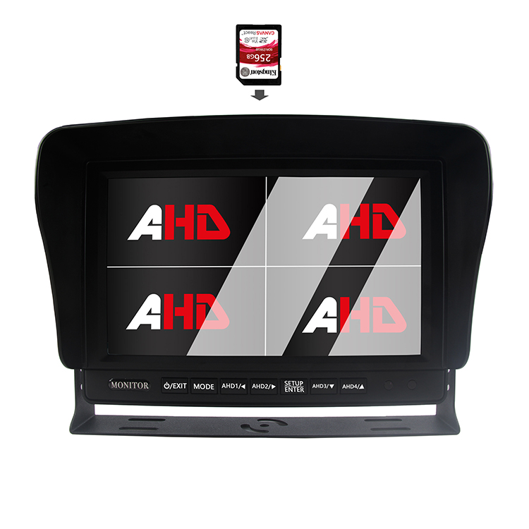 Carleader 9인치 쿼드 디스플레이 트럭 비디오 녹화 AHD 모니터