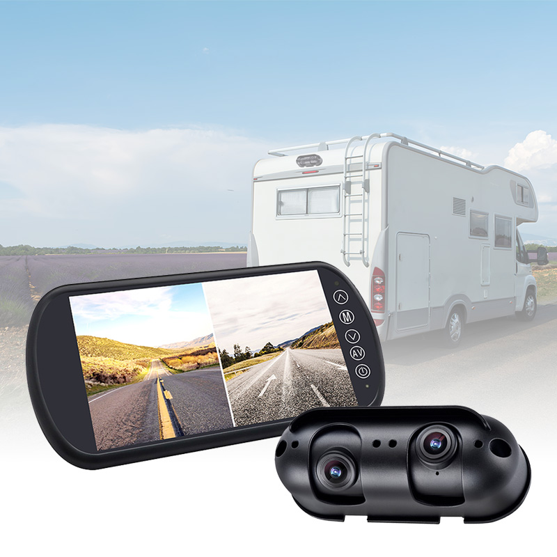 Carleader 7인치 듀얼 렌즈 분할 뷰 미러 모니터 시스템으로 RV/Motothome을 보호하세요.