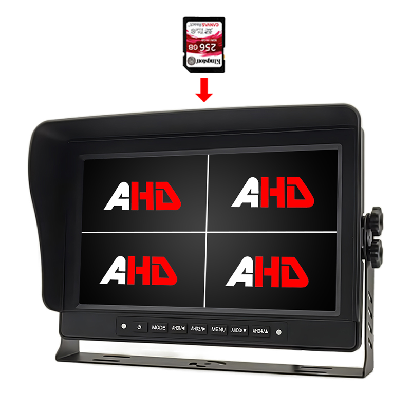 Carleader 10.1 방수 쿼드 뷰 디스플레이 비디오 녹화 AHD 모니터